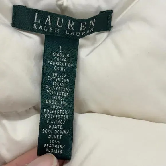 Lauren by Ralph Lauren cream puffer jacket size Large - Picture 7 of 8